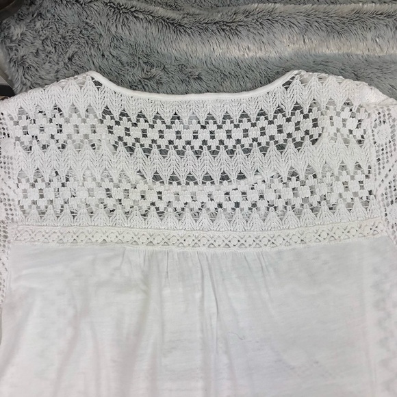 Lucky Brand white crochet short sleeve top - Picture 8 of 8
